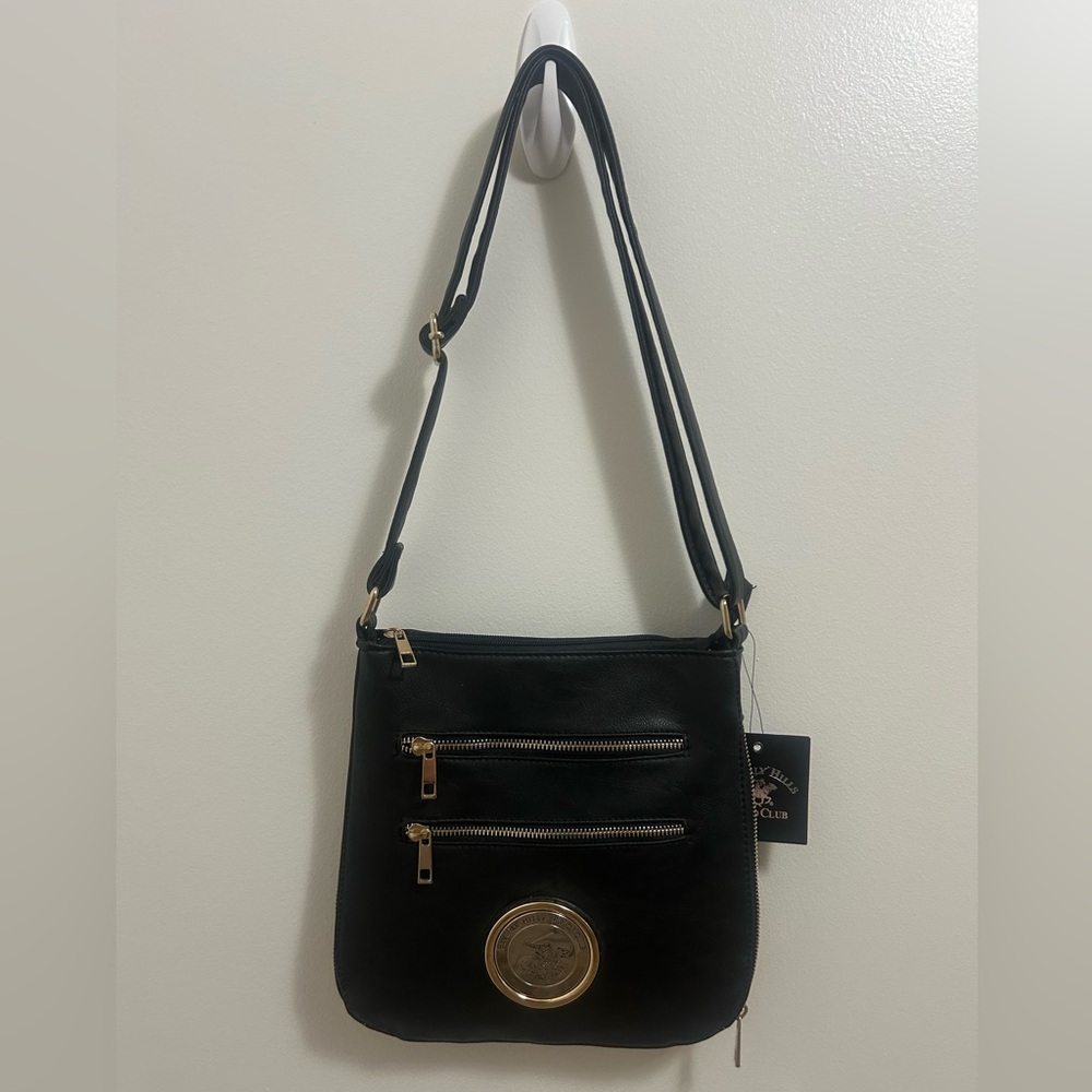 NWT Black Crossbody Bag with Gold Accents